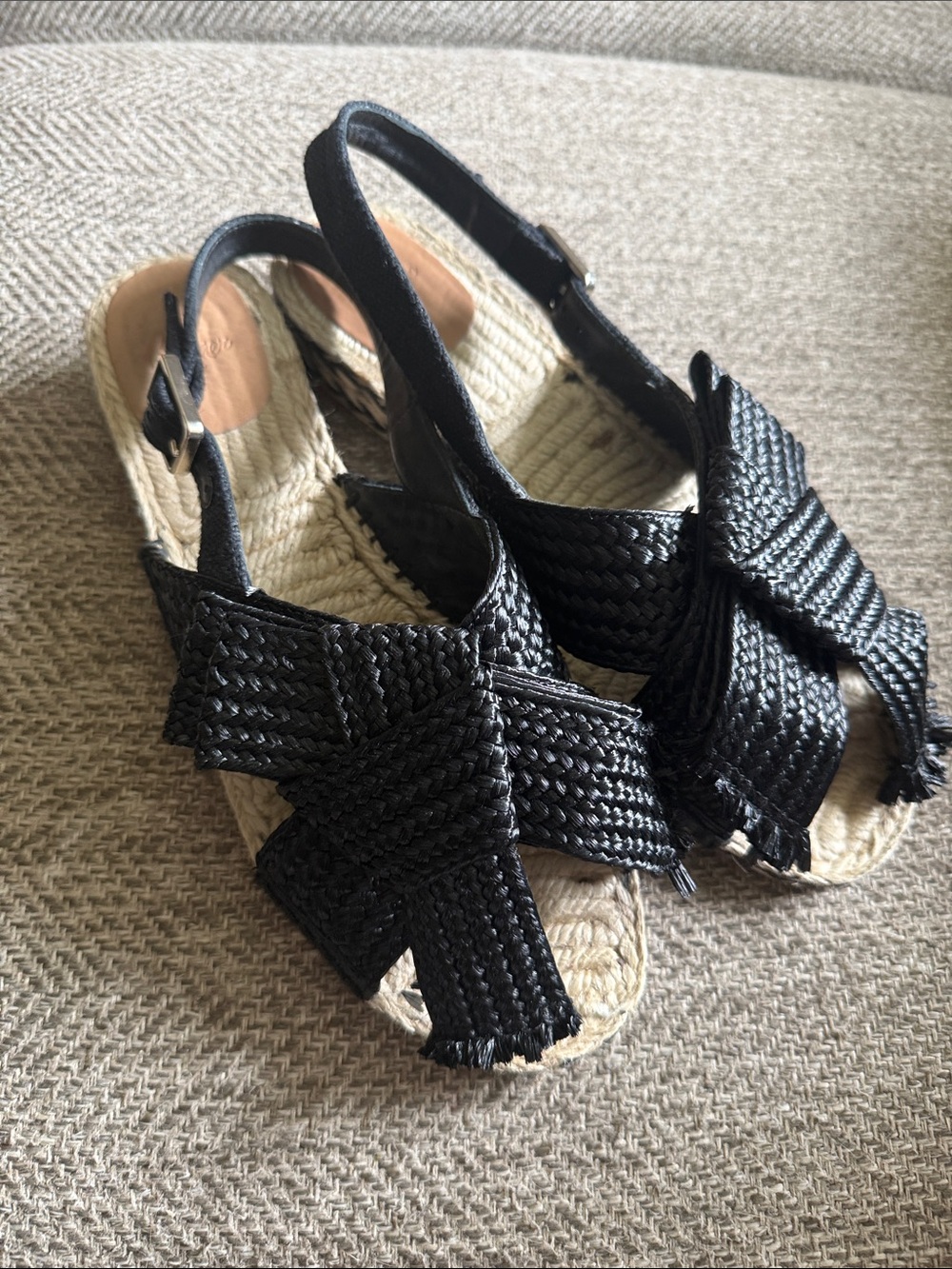 Castaner black raffia natural Shani espadrille sandals Spain  sz 39 or 8.5/9